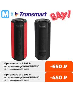 Tronsmart T6 Plus Bluetooth Speaker 40W Portable Column Deep Bass Soundbar with IPX6 Waterproof, Power Bank Function SoundPulse