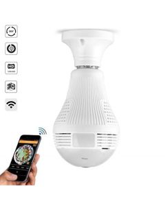 360° Panoramic View WiFi IP Bulb Camera with FishEye Lens 360 Degree 3D VR Panoramic View Home Security CCTV Camera Wirelss Security Camera (960P)