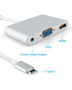 Type-C USB 3.1 to HDMI/VGA/Audio with 10Gbps Super Speed, USB 2.0 Compatible and 1.1 Converter/Adapter
